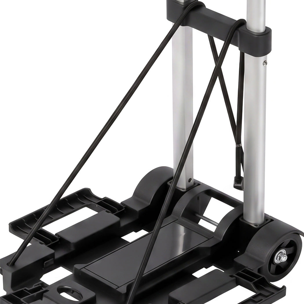 Manan Folding Trolley Cart On Wheels Expandable Base Adjustable Handle Black-2109799600288894980