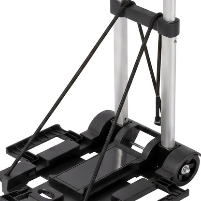 Manan Folding Trolley Cart On Wheels Expandable Base Adjustable Handle Black-2109799600288894980