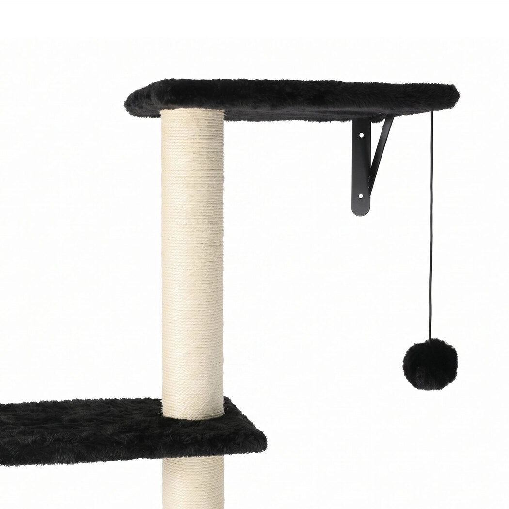 PaWz Cat Wall Shelves set 4 In 1 Modular with Sisal Scratcher for Indoor Black-2109799598774751236