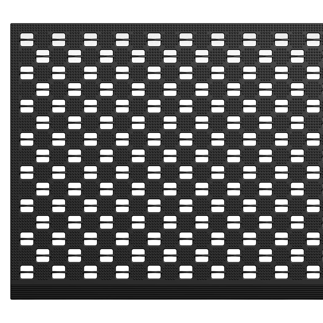 Marlow Front Door Mat 90x60cm TPE Raised Wave Drainage for Entrance Black-2109799592311328772