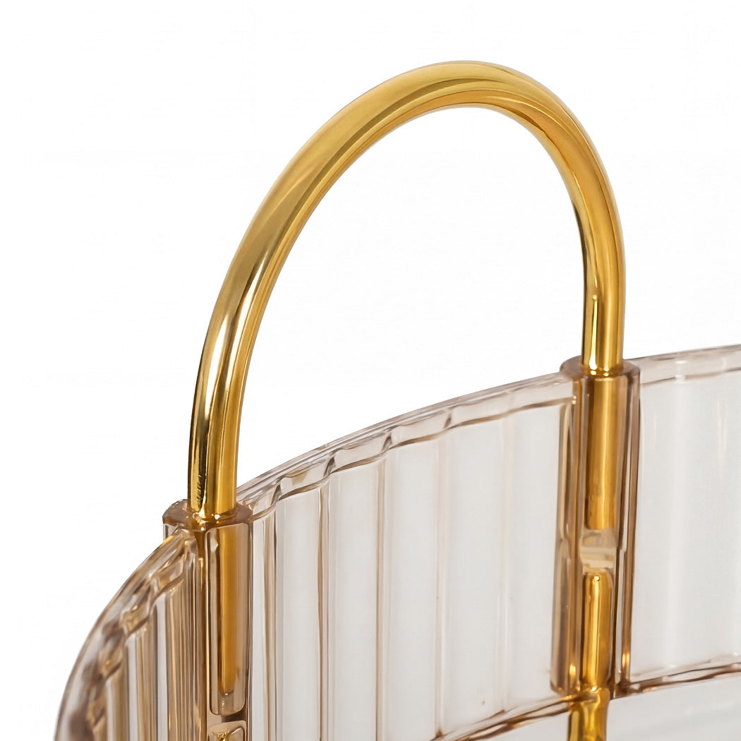 Ilus 360� Roating Makeup Organiser Vanity Countertop Shelf Cosmetic Holder Gold-2050056779160752131