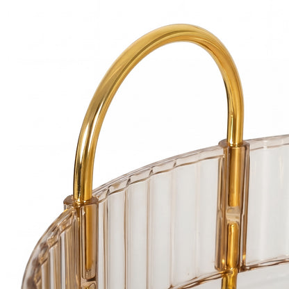 Ilus 360� Roating Makeup Organiser Vanity Countertop Shelf Cosmetic Holder Gold-2050056779160752131