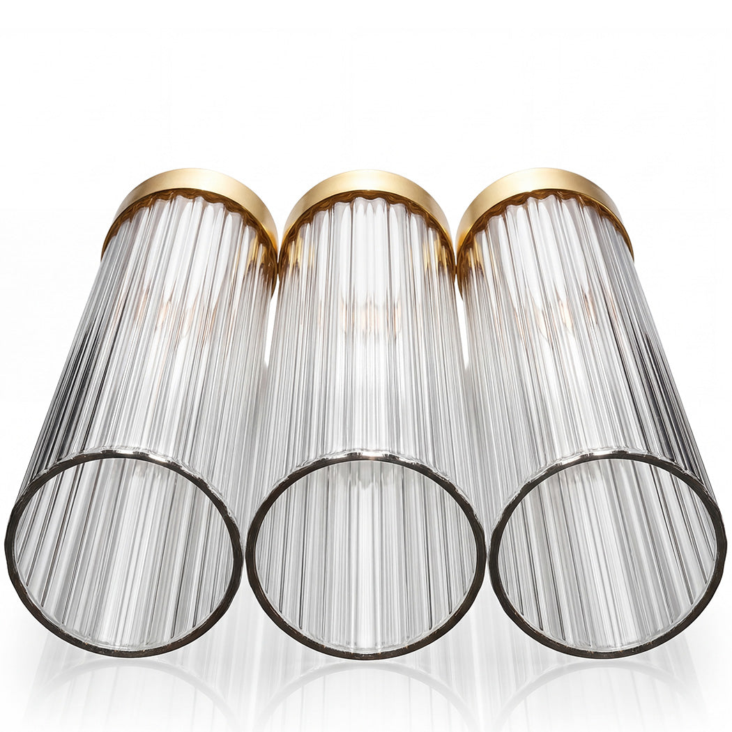 Levede Candle Holder 3Pc Removable Windproof Glass Shade Metal  Gold-2100034938635161603