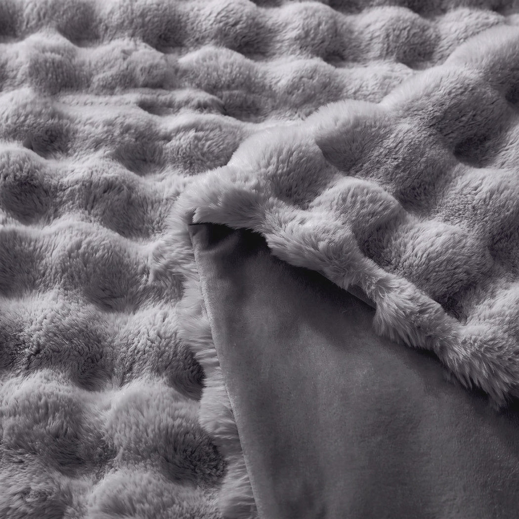 DreamZ Throw Blanket Fluffy Bubble Sofa Blanket Washable 130x150cm Gray-2109799587492073476