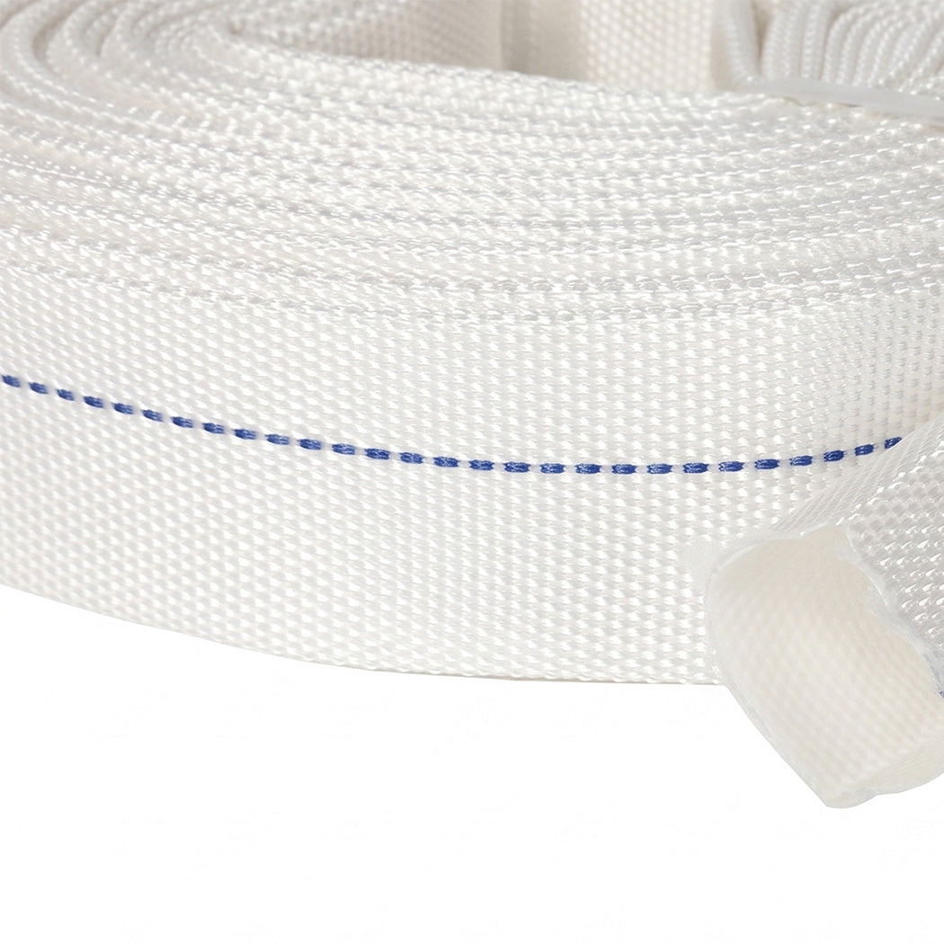 Traderight Hose Pipe Heavy 20m x 25mm Layflat PVC Pump Drainage with Clips White-2109799600821571588
