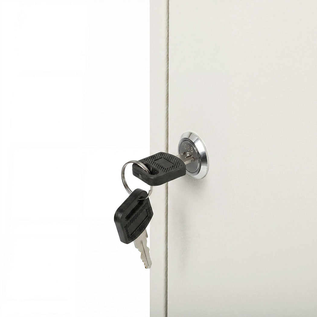 Levede Key Safe Cabinet 42-Key Wall Mount Steel Lock Box White-2100035001302257667