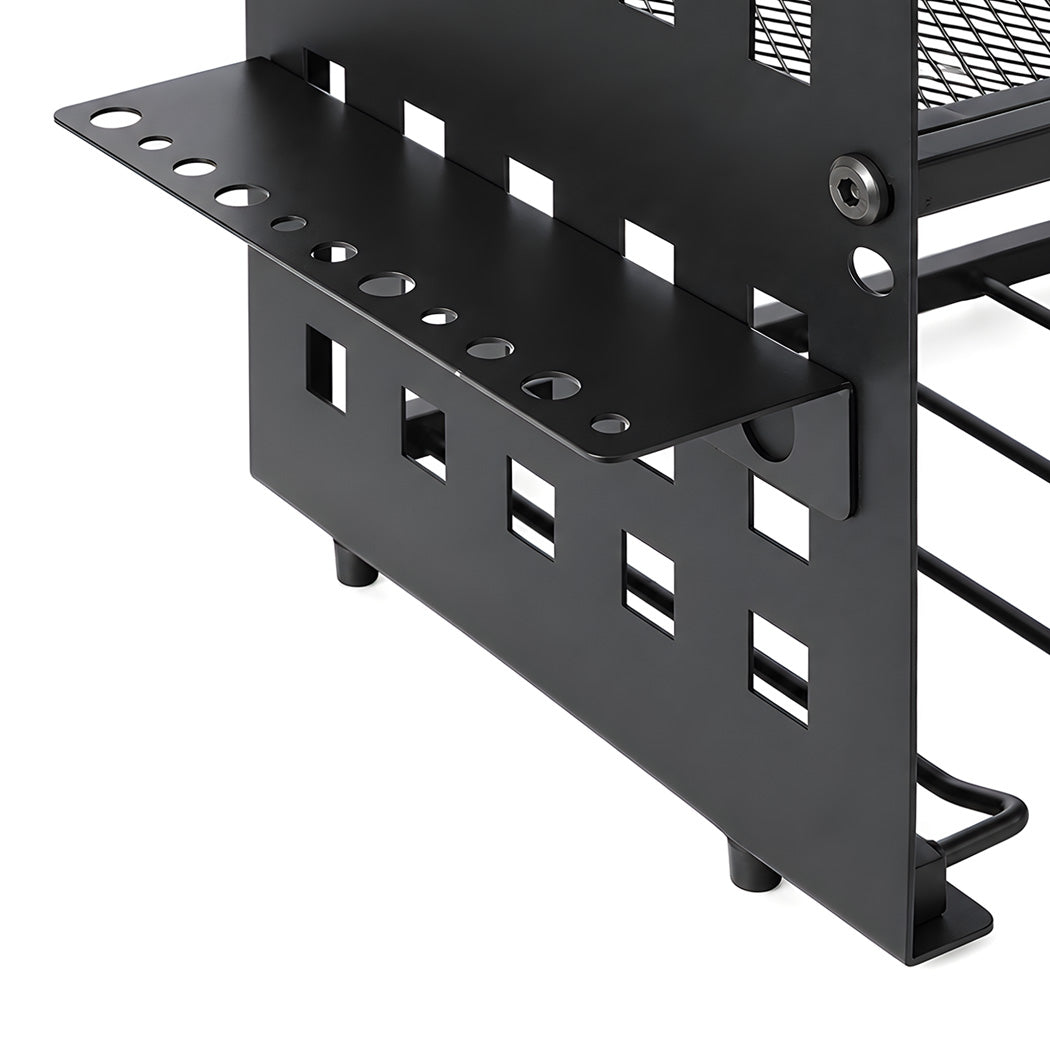 Levede Tool Storage Wall Mounted Tool Organiser Steel 3-Tier Rack Garage Black-2109799601542991876
