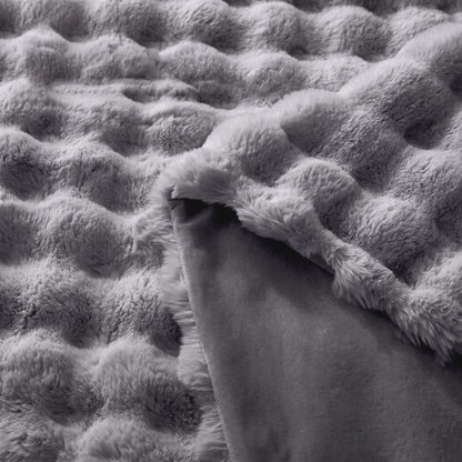 DreamZ Throw Blanket Fluffy Bubble Sofa Blanket Washable 150x200cm Gray-2109799587701788676