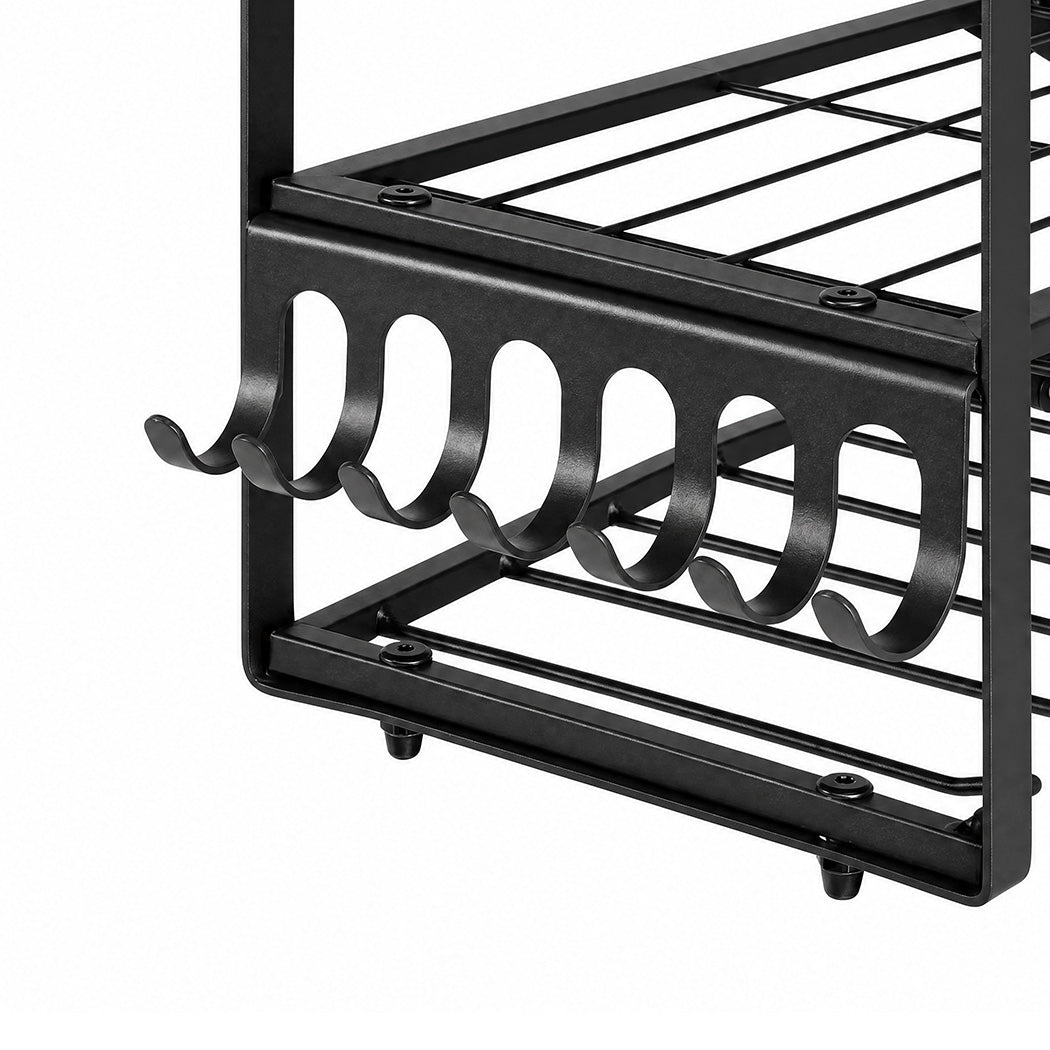 Levede Garage Storage Organiser 3 Tier Wall Mounted Power Tool Rack Metal Black-2109799601446522885