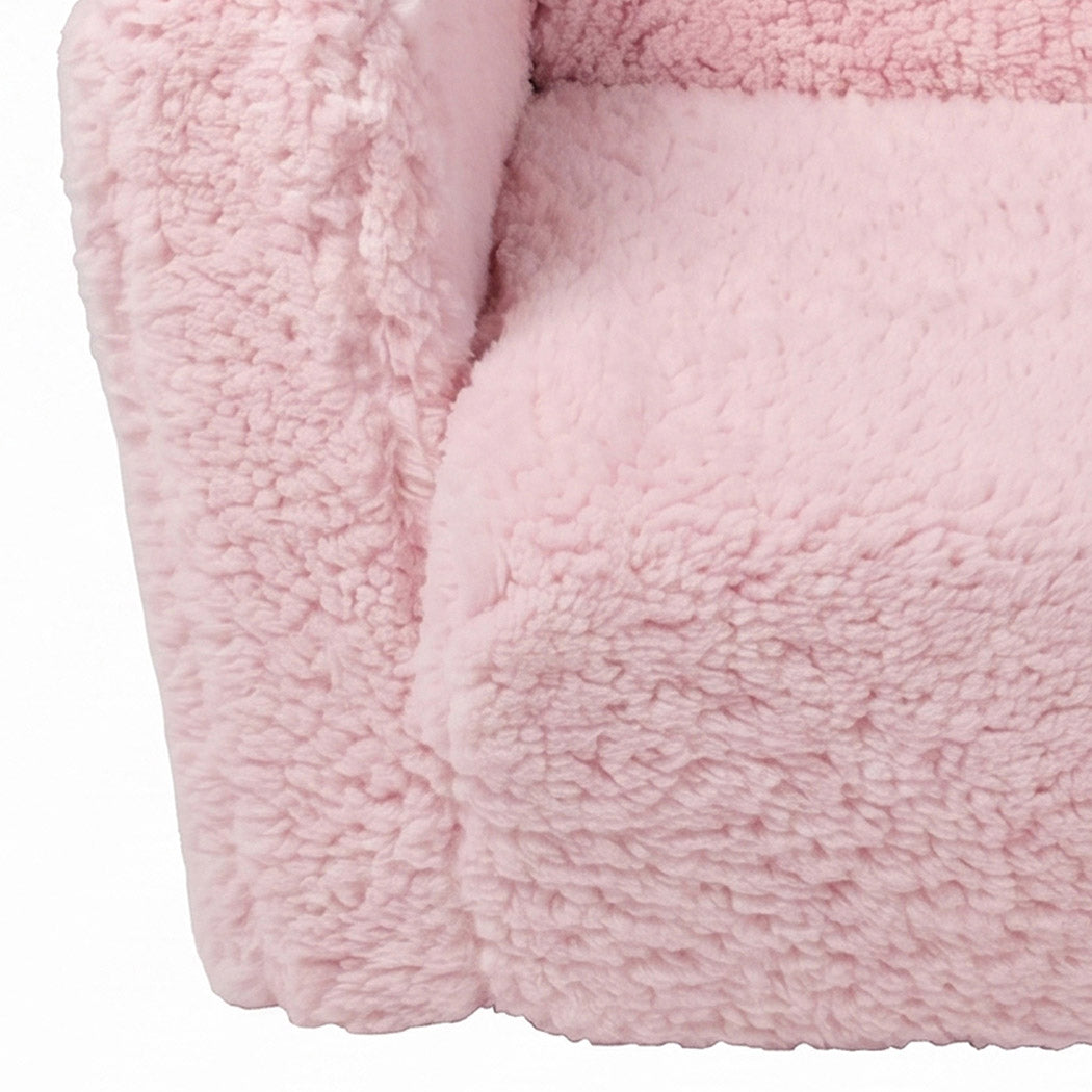 BoPeep Kids Sofa Fold Out Couch 2 In 1 Plush Toddler Lounger for Playroom Pink-2109799595356393477