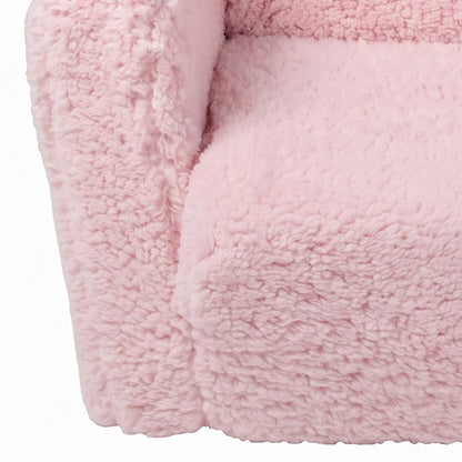 BoPeep Kids Sofa Fold Out Couch 2 In 1 Plush Toddler Lounger for Playroom Pink-2109799595356393477