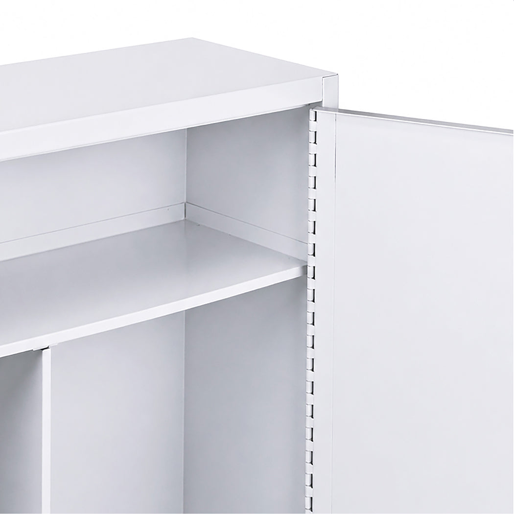 Levede Medicine Storage Box Lockable 3-Tier Wall Cabinet Alloy Steel White-2100035001486807044