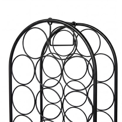 Levede 23 Bottle Wine Rack Kitchen Home Floor Storage Organiser Metal Black-2100035036840595460