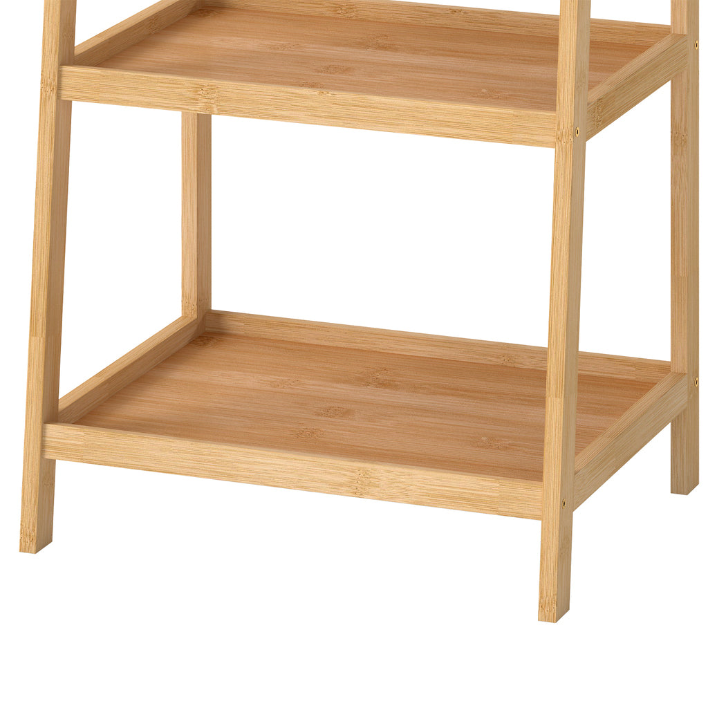 Levede Bamboo Ladder Bookcase 4-Shelf Books Plant Storage Shelf Rack Organiser-2050056773796237317