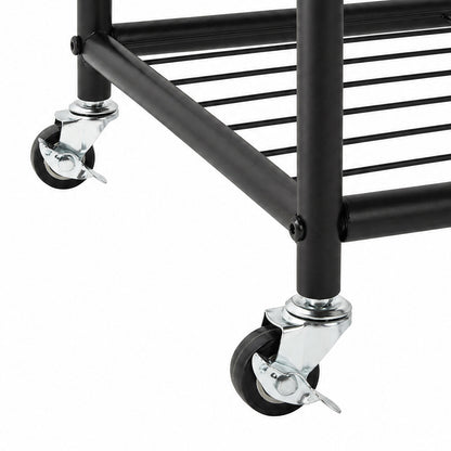 Levede Clothes Rack Heavy Duty Garment Rack 2 Shelf Locking Wheels Bedroom Black-2100034940497432581