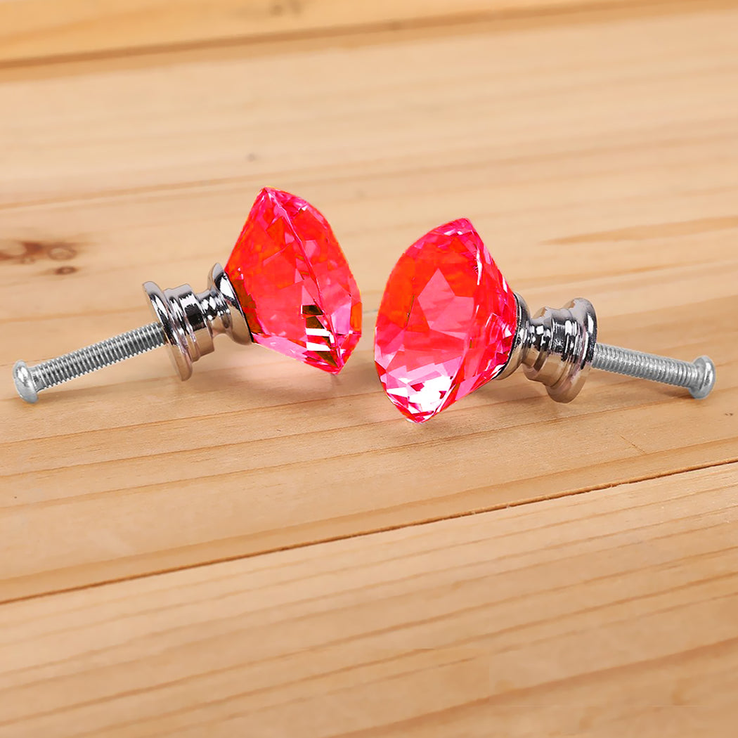 16 Pcs Red Crystal Knobs Diamond 40mm Large Red-2018816678120525829