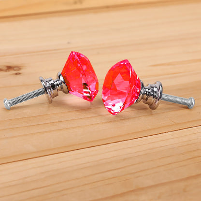 16 Pcs Red Crystal Knobs Diamond 40mm Large Red-2018816678120525829