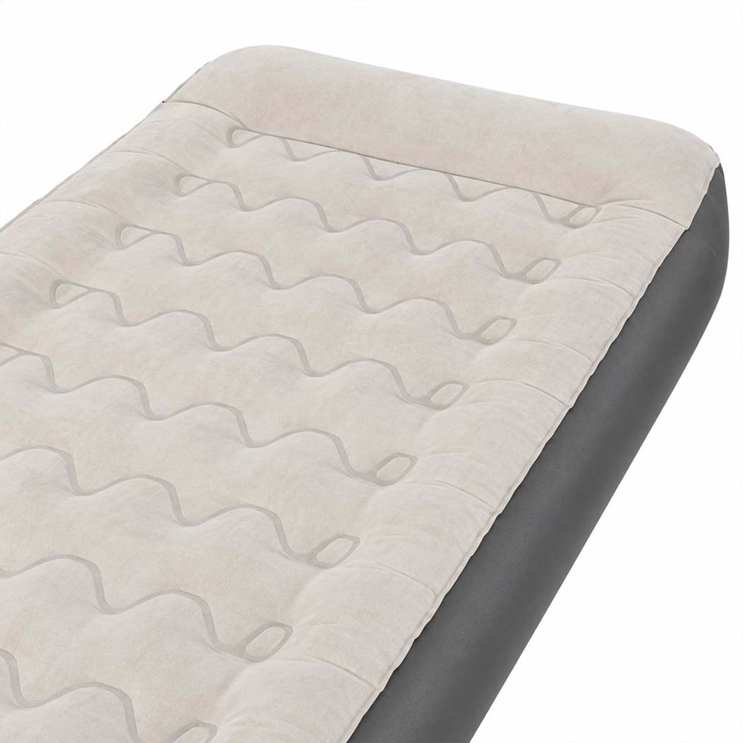 DreamZ Inflatable Mattress TPU Air Bed with Pillow Pump Camping Single Grey-2109799596824399878