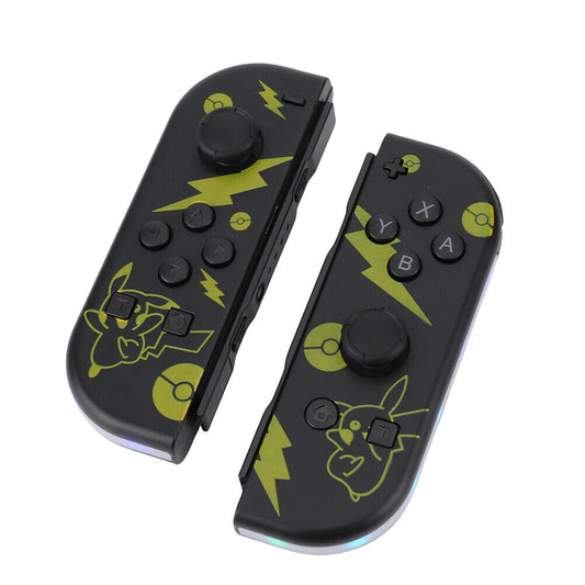 Wireless Controller Gamepad For Nintendo Switch Joy Con Left + Right - Lightning Pikachu with LED