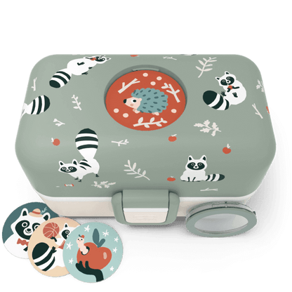 Monbento Tresor Graphic Kids's Bento Box- Green Raccoon Green Raccoon-2006733344590663683