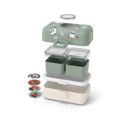 Monbento Tresor Graphic Kids's Bento Box- Green Raccoon Green Raccoon-2006733344590663684