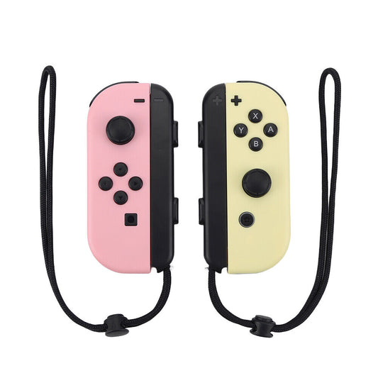 Wireless Controller Gamepad For Nintendo Switch Joy Con Left + Right - Pink&Yellow + Wrist Strap