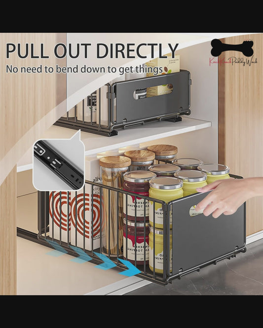 CARLA HOME 2 Pack Pullout Cabinet Kitchen Organiser Drawers - No-Drilling Adhesive Design