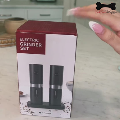 2pcs Salt And Pepper Grinder Set Electric Rechargeable  Salt And Pepper Mill