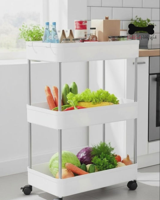 CARLA HOME Slim Storage Cart Trolley with Wheels 3 Tier - Kitchen, Bathroom &amp; Laundry