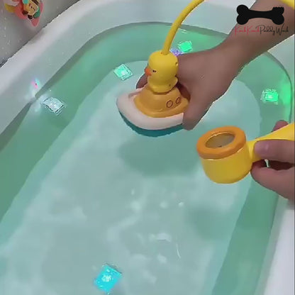 Kids Shower Sprinkler Bath Cute Duck Boat Electric Rotating Water Spray Play Toy