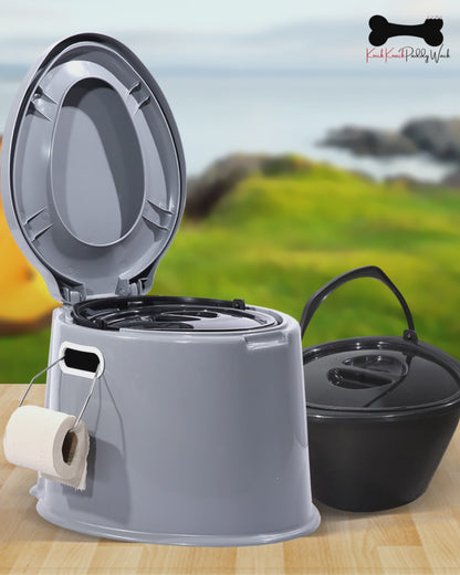 Portable Camping Toilet 6L – Lightweight Outdoor Potty with Removable Waste Bucket & Roll Holder
