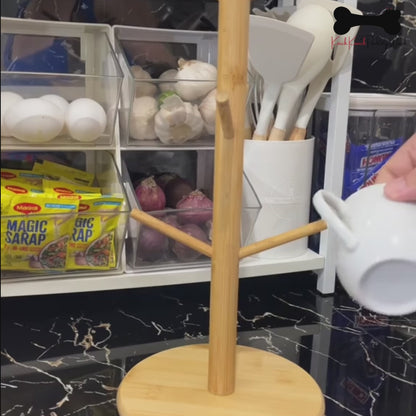 Kitchen Wooden Tree Rack Mug Stand Coffee Tea Cup Holder Storage Rack Hanger Home