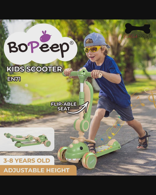 BoPeep Foldable Kids Scooter Flip-able Seat Green