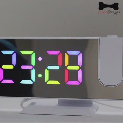LED Digital Smart Alarm Clock Projection Time Projector Temperature LCD Display
