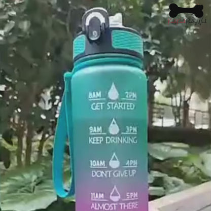 1L Water Bottle Flask Motivational Drink With Time Markings BPA Free Sport Gym
