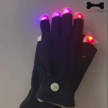 1Pair Rainbow Flow LED Light  Glove Black Rave Party Glow Games Night Mode