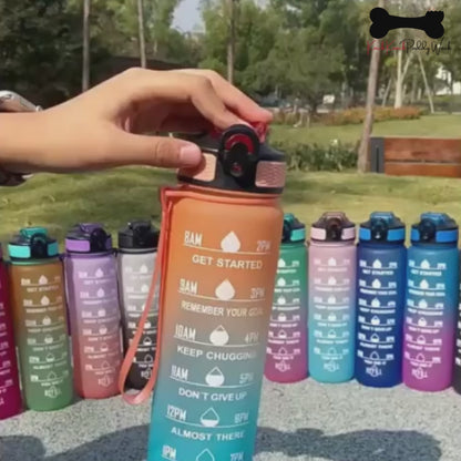 1L Water Bottle Flask Motivational Drink With Time Markings BPA Free Sport Gym