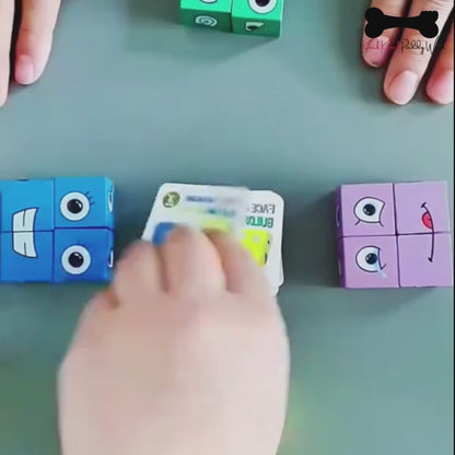Magic Face Changing Cube Expression Game Puzzle Building Block Matching Toys