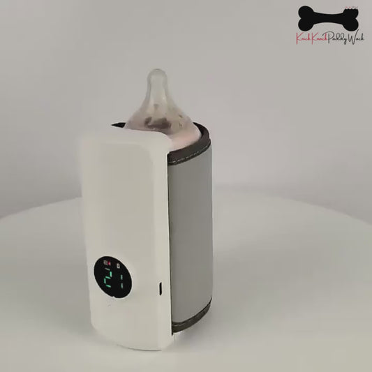 Portable Baby Bottle Warmer – USB Rechargeable Cordless Milk Heater with Digital Temperature Display