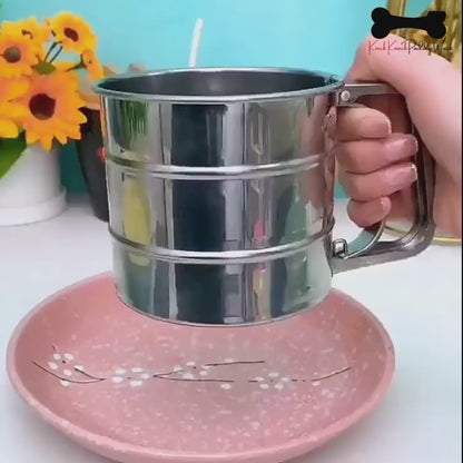 Stainless Steel Mesh Flour Sifter Baking Icing Sieve Strainer Cup Sugar Shaker