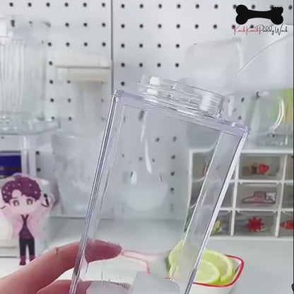 500ml/1000ml Acrylic Water Bottle Plastic Milk Carton Tumbler