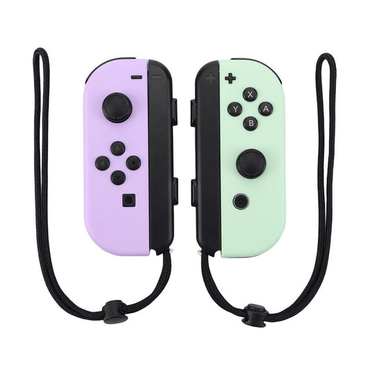 Wireless Controller Gamepad For Nintendo Switch Joy Con Left + Right - Purple Green Handle + Wrist Strap