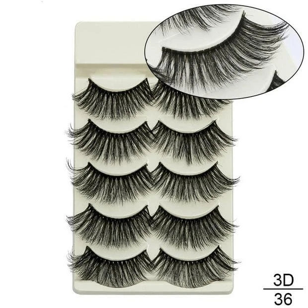 5 PAIRS Eyelashes Eye Lashes Natural Long Makeup False Mink Handmade Fake