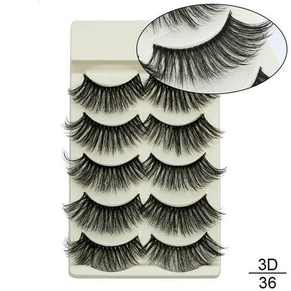 5 PAIRS Eyelashes Eye Lashes Natural Long Makeup False Mink Handmade Fake