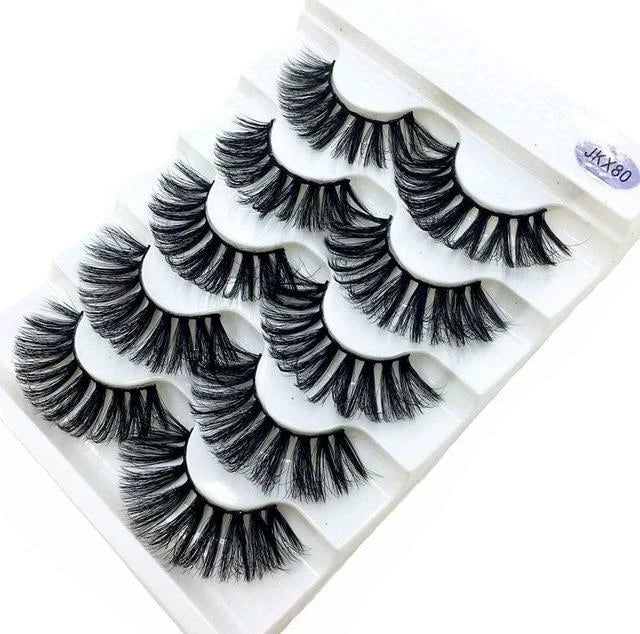 5 PAIRS Eyelashes Eye Lashes Natural Long Makeup False Mink Handmade Fake
