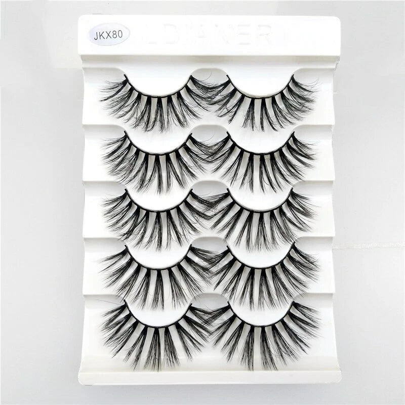 5 PAIRS Eyelashes Eye Lashes Natural Long Makeup False Mink Handmade Fake