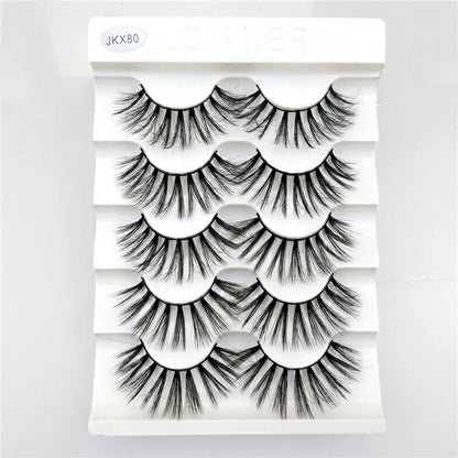 5 PAIRS Eyelashes Eye Lashes Natural Long Makeup False Mink Handmade Fake