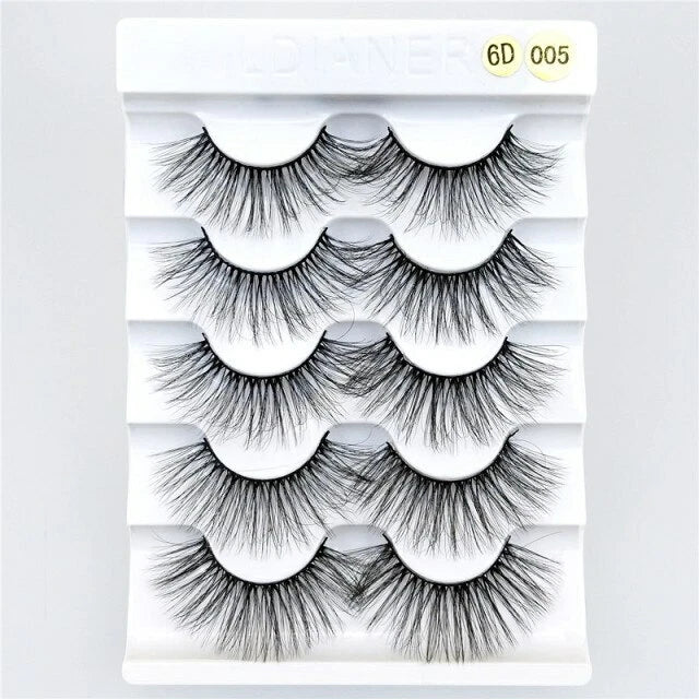 5 PAIRS Eyelashes Eye Lashes Natural Long Makeup False Mink Handmade Fake