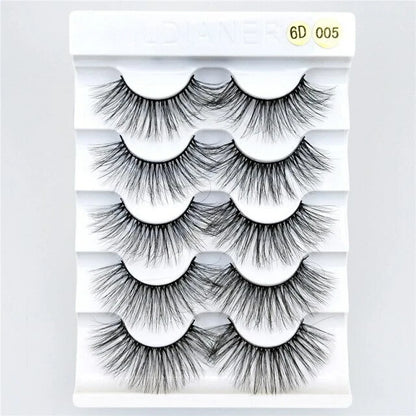 5 PAIRS Eyelashes Eye Lashes Natural Long Makeup False Mink Handmade Fake