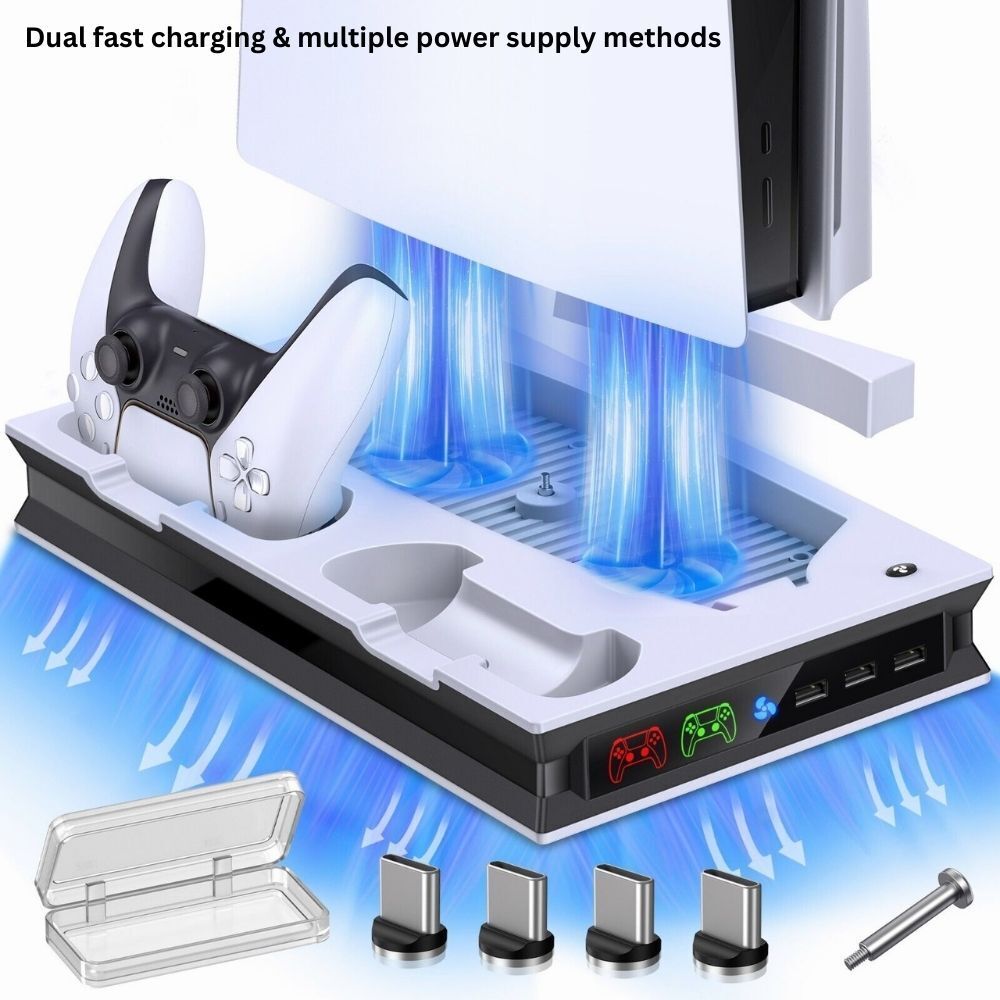 PlayStation PS5 Stand with Cooling Fan & Dual Controller Charging Dock